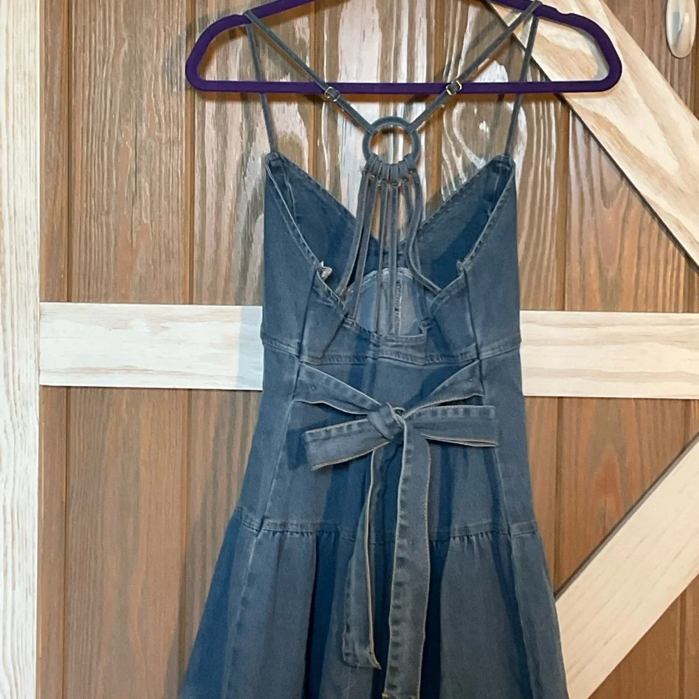 Sexy Halter Denim Maxi Dress. Front buttons and Sexy back Styling. Size 2X. NWOT - Picture 7 of 7